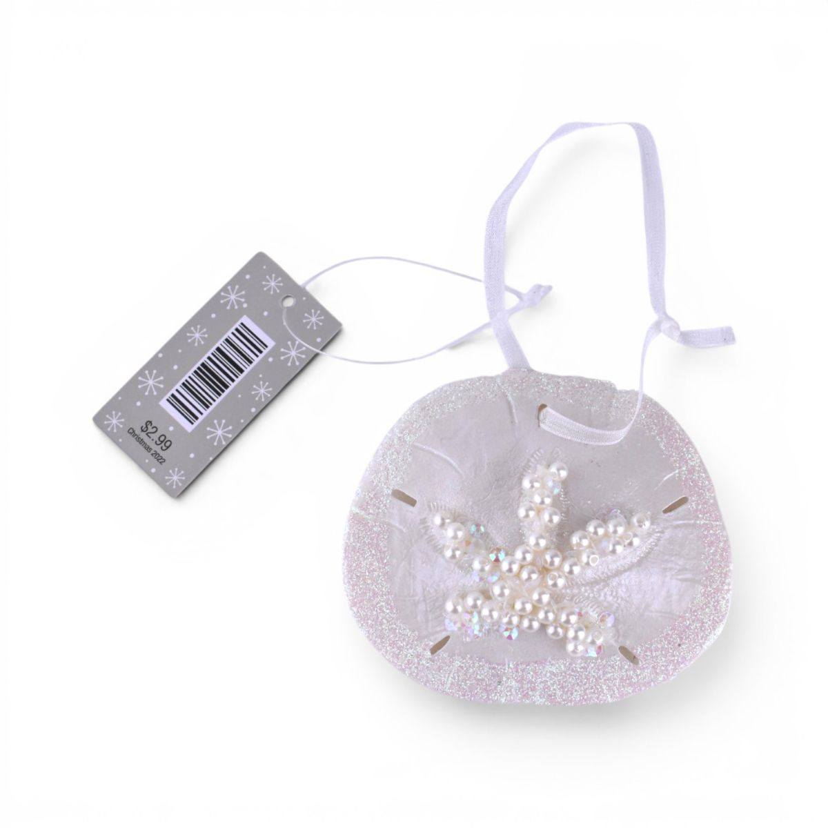 Iridescent Sandollar Glitter Christmas Ornament