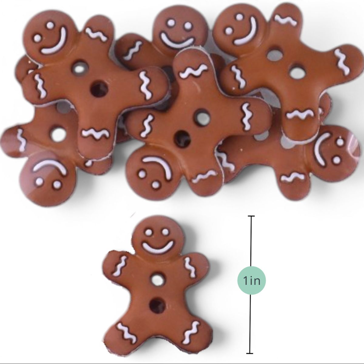 Gingerbread Man Craft Buttons, 7 Pieces