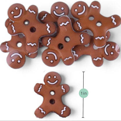Gingerbread Man Craft Buttons, 7 Pieces