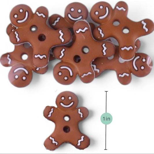 Gingerbread Man Craft Buttons, 7 Pieces