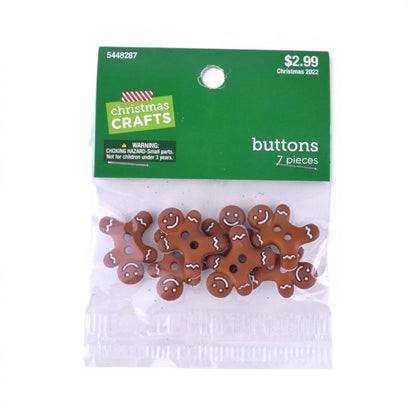Gingerbread Man Craft Buttons, 7 Pieces