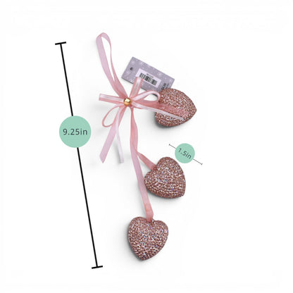 Rose Gold Beaded Heart Ornament Trio