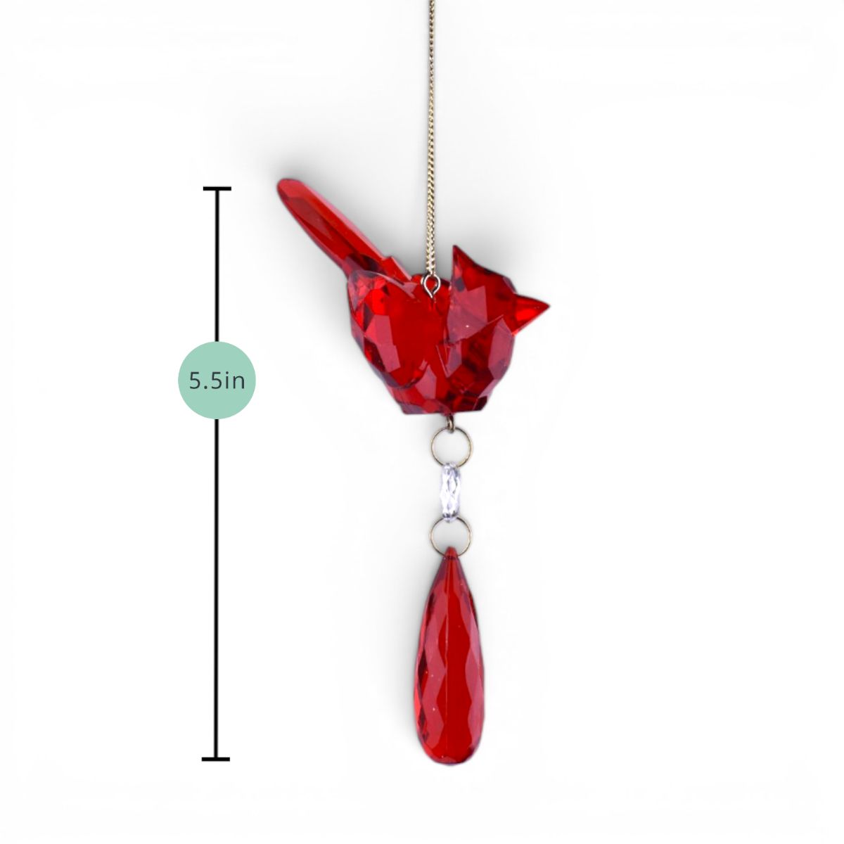 Red Crystal Cardinal Ornament with Teardrop