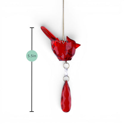 Red Crystal Cardinal Ornament with Teardrop