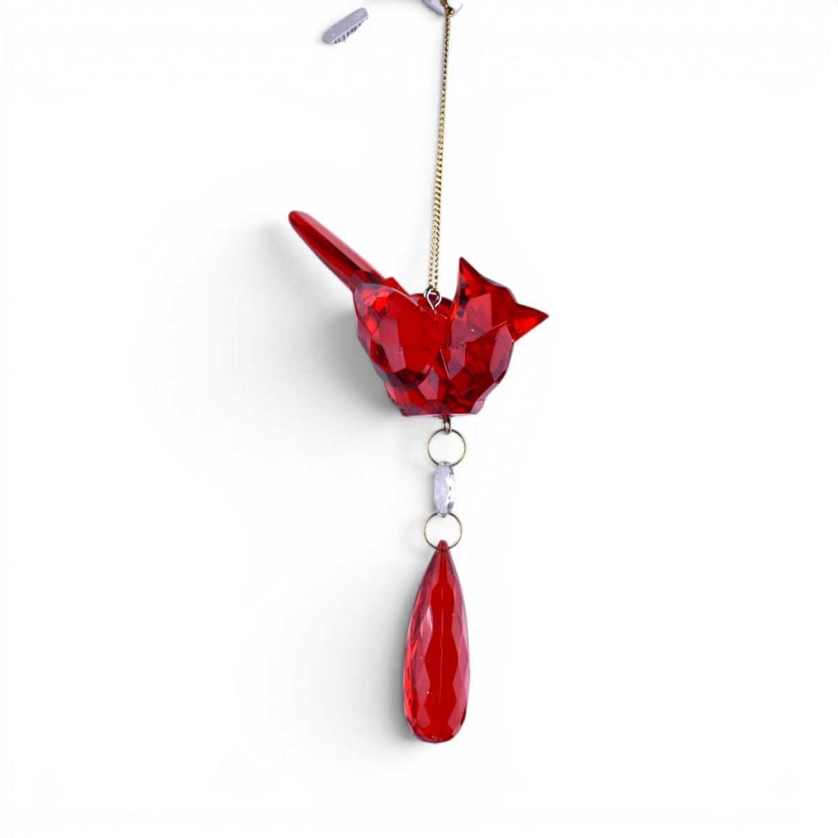 Red Crystal Cardinal Ornament with Teardrop