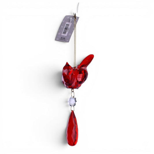 Red Crystal Cardinal Ornament with Teardrop