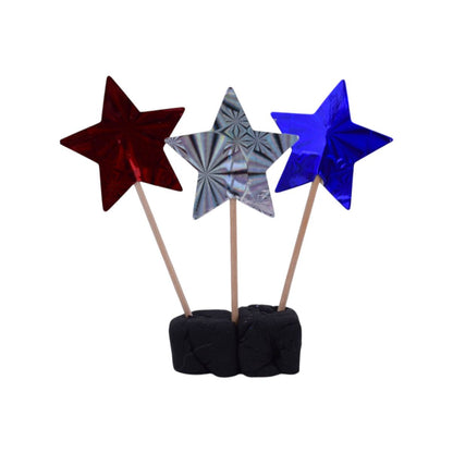 Star Cupcake Toppers, Red, Silver and Blue, 24 Count