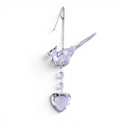 Crystal Bird Ornament with Heart Charm