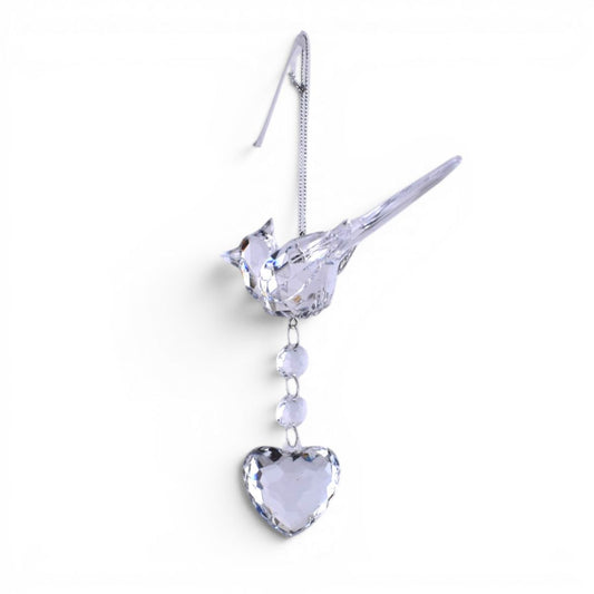 Crystal Bird Ornament with Heart Charm