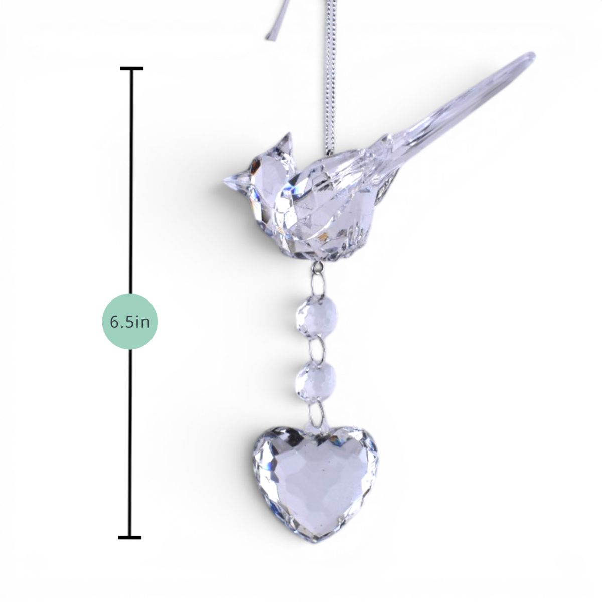 Crystal Bird Ornament with Heart Charm