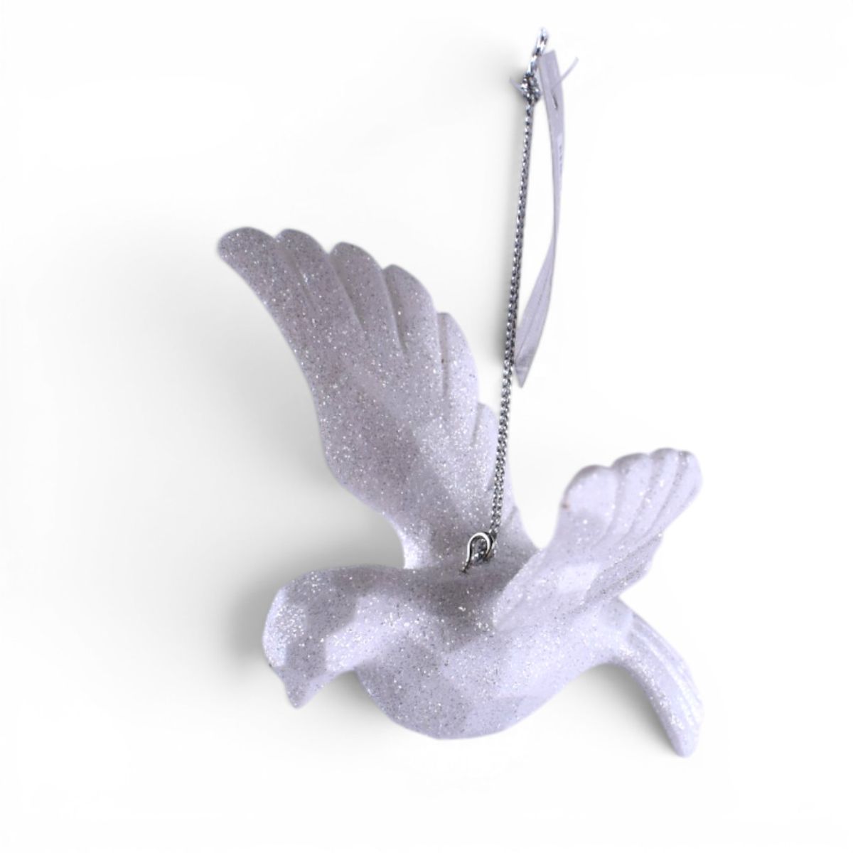 Winter White Glitter Flying Bird Ornament