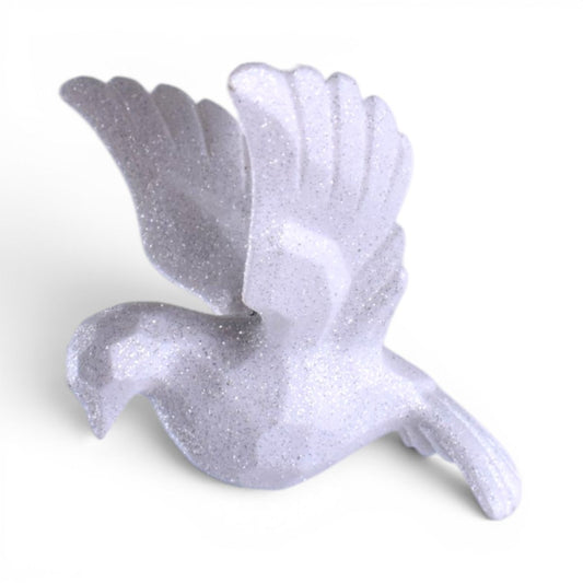 Winter White Glitter Flying Bird Ornament