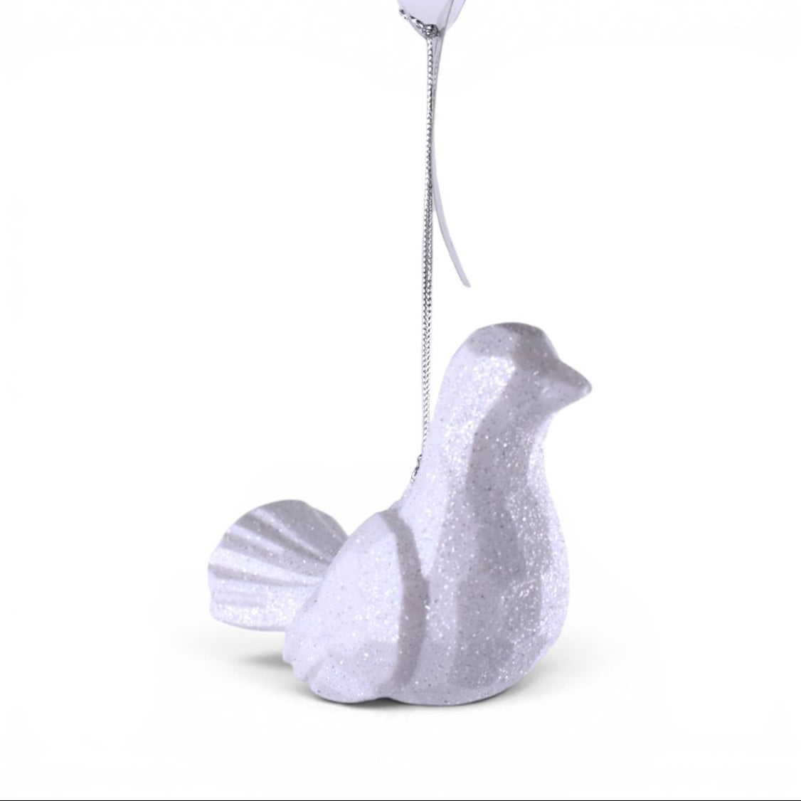 Winter White Glitter Resting Bird Ornament