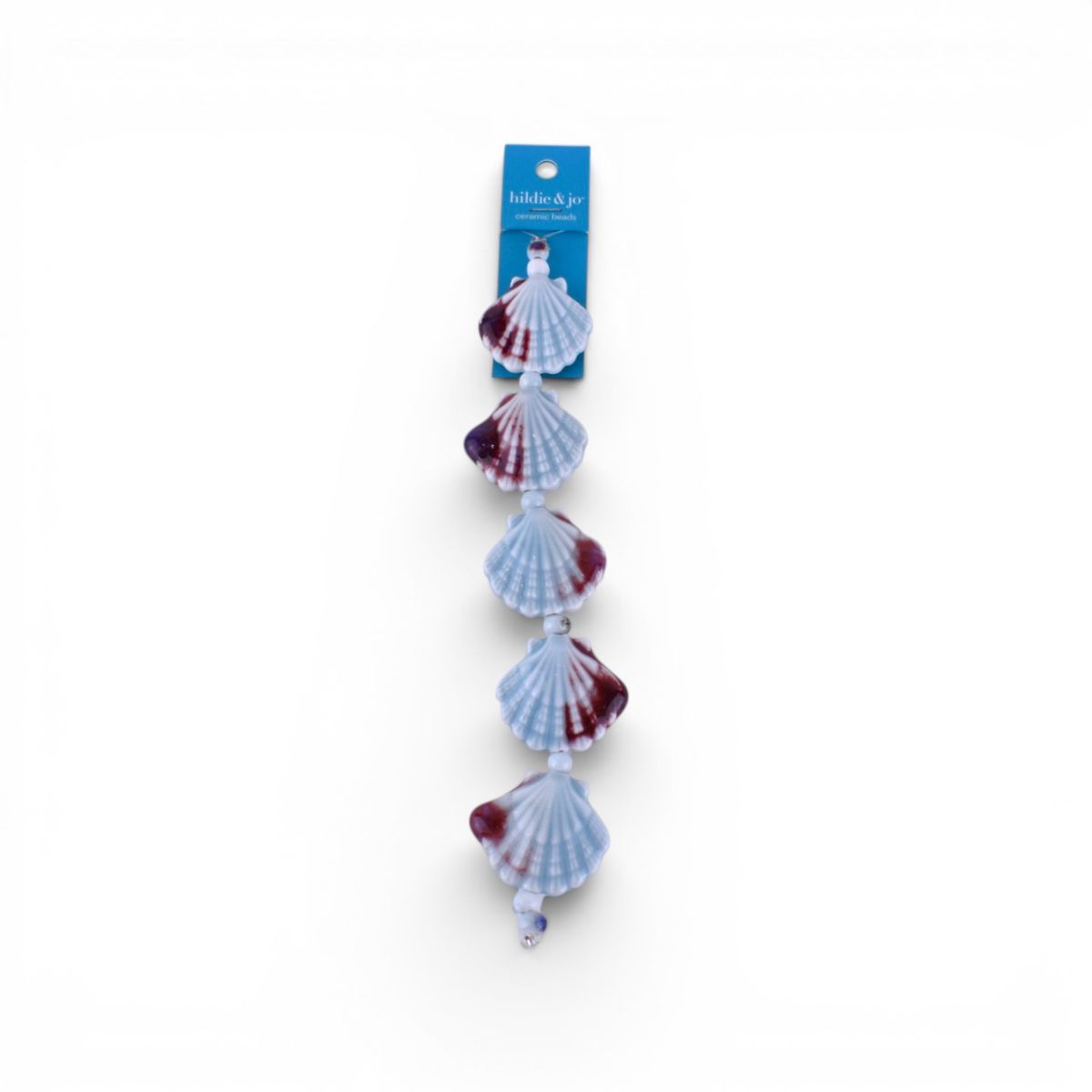 Ceramic Seashell Beads, 5 pc