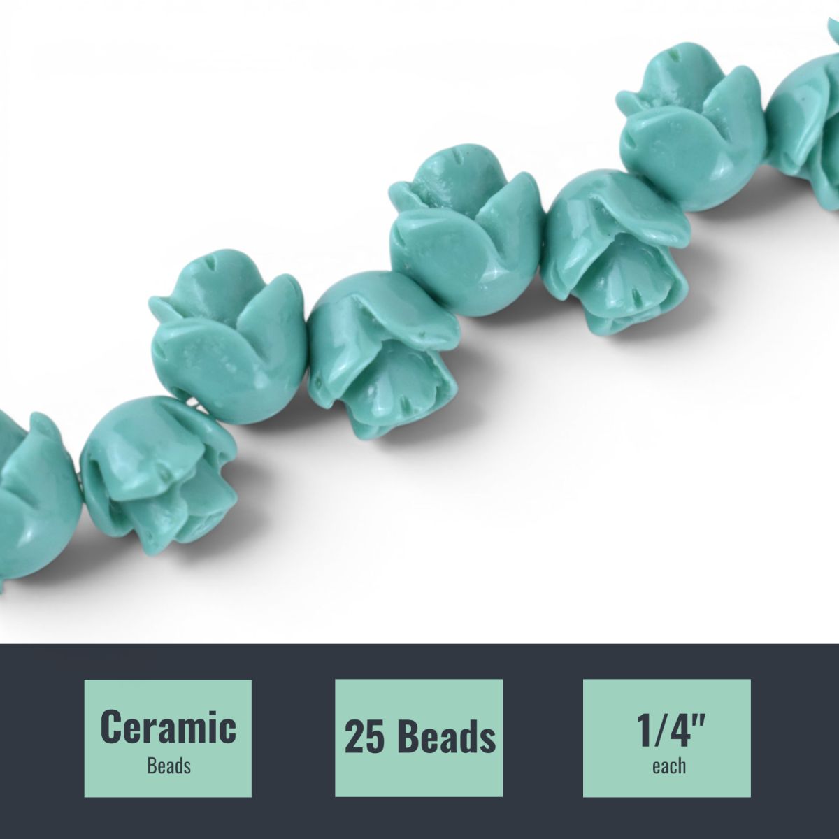 Turquoise Rose Beads, 25 pc