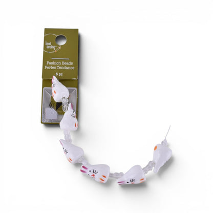 Bead Landing Ceramic Rabbit Beads, 6 pcs