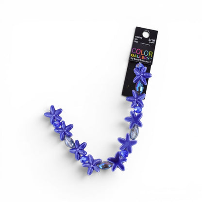 Ceramic Purple Star Beads, 9 pcs