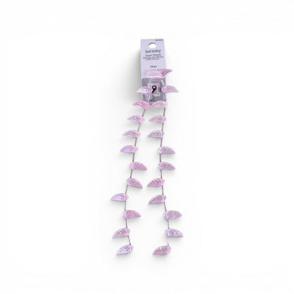 Pink Glass Leaf Beads, 24 pcs