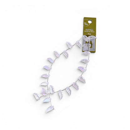 Clear Glass Leaf Beads, 24 pc