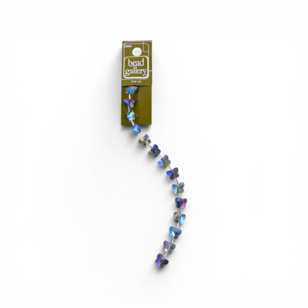 Blue Glass Luster Butterfly Beads, 14 Piece