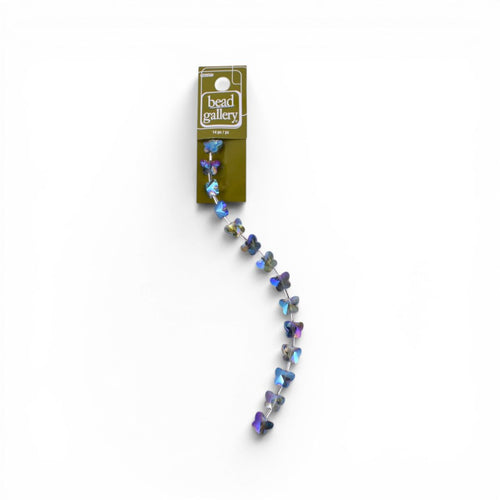 Blue Glass Luster Butterfly Beads, 14 Piece