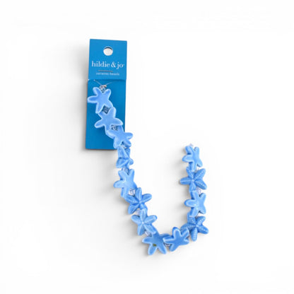 Blue Star Ceramic Beads, 13 pc