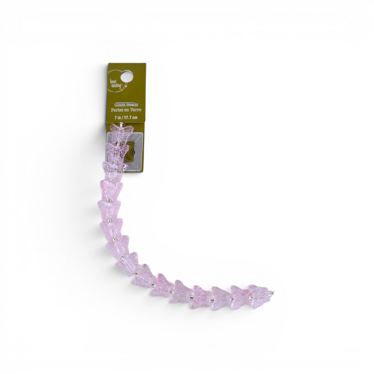 Pink Glass Butterfly Beads, 15 pcs