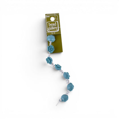 Reconstituted Stone Turquoise Flower Beads, 7 Pcs