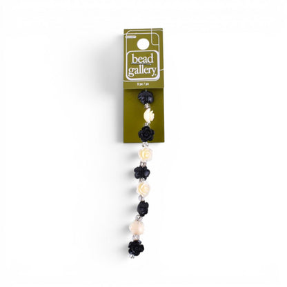 Black and White Reconstituted Stone Beads, 9 pcs