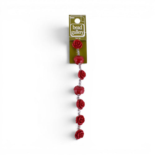 Reconstituted Stone Red Rose Beads, 7 pcs
