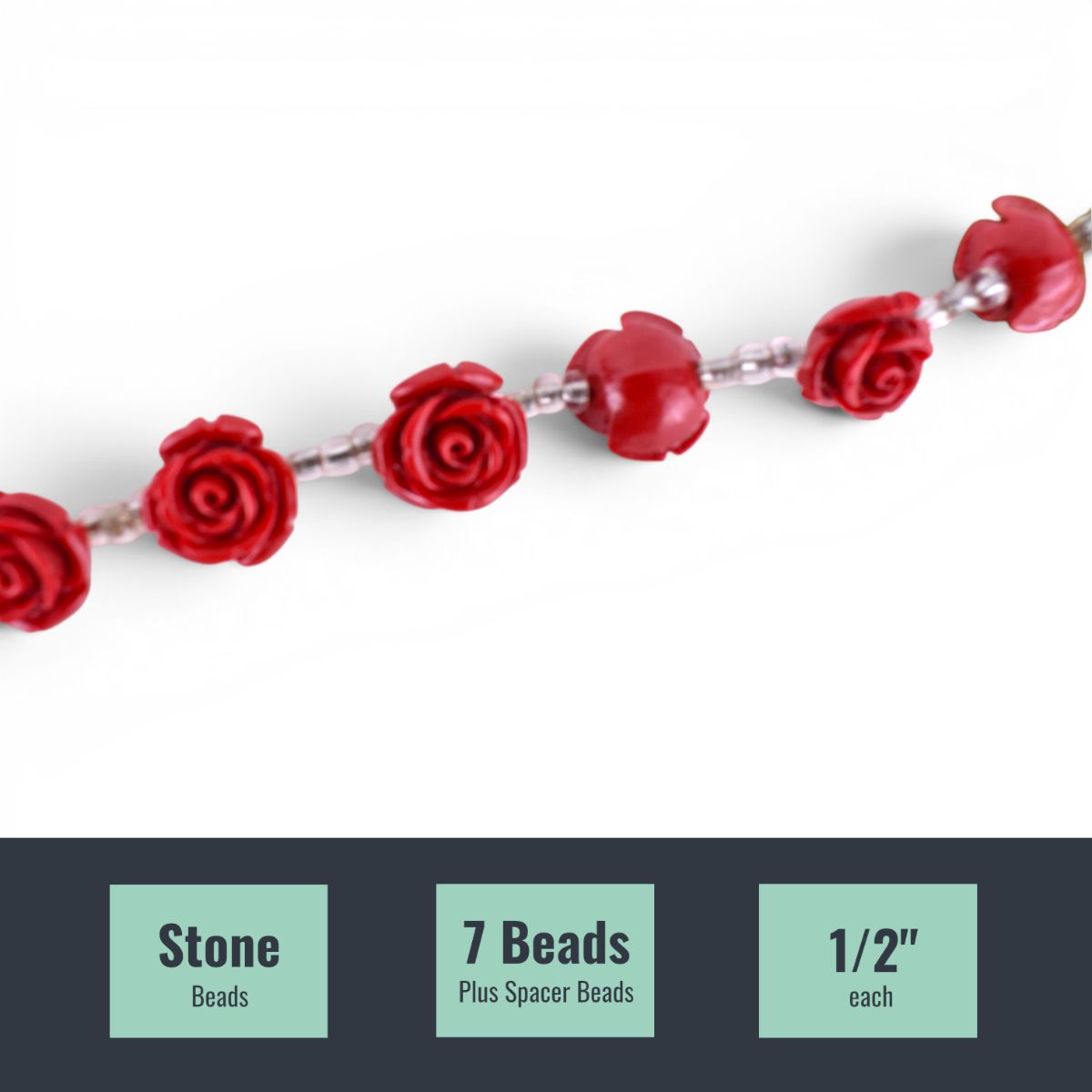 Reconstituted Stone Red Rose Beads, 7 pcs