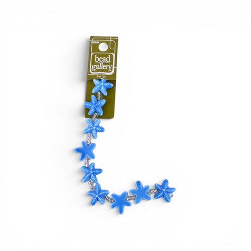 Ceramic Starfish Beads in Turquoise, 9 Pcs