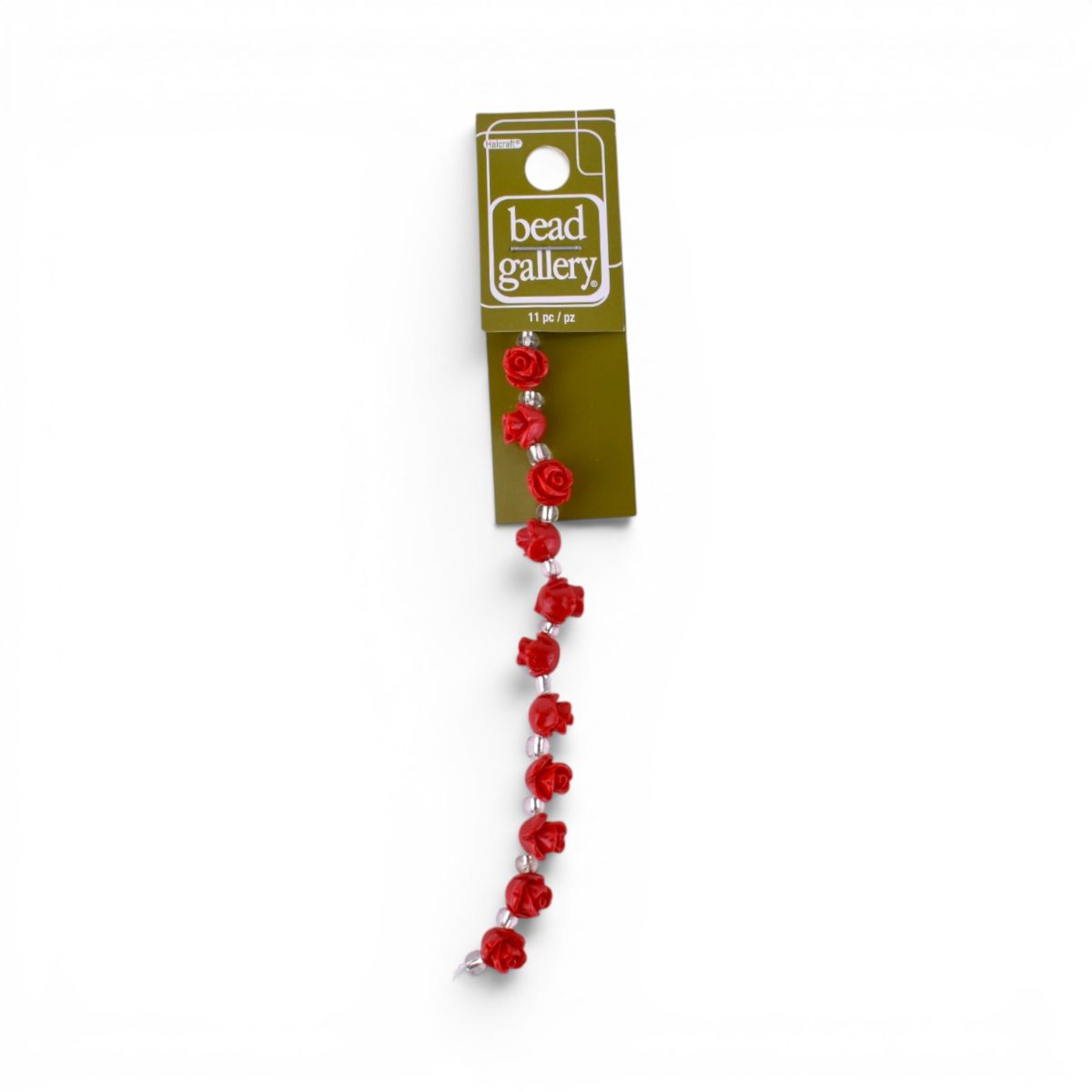 Red Rose Flower Beads, 11 pcs