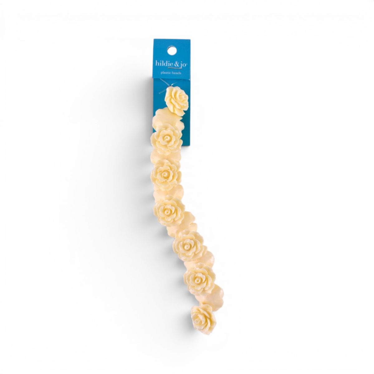 Cream Rose Plastic Beads, Set of 13