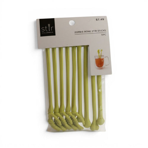 Zombie Bone Stir Sticks, Green, 9 Piece Set