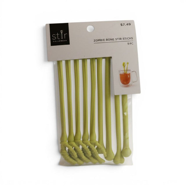 Zombie Bone Stir Sticks, Green, 9 Piece Set
