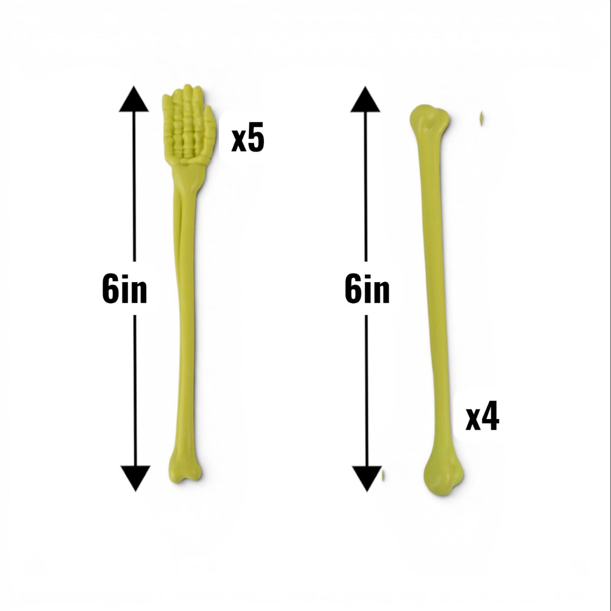 Zombie Bone Stir Sticks, Green, 9 Piece Set