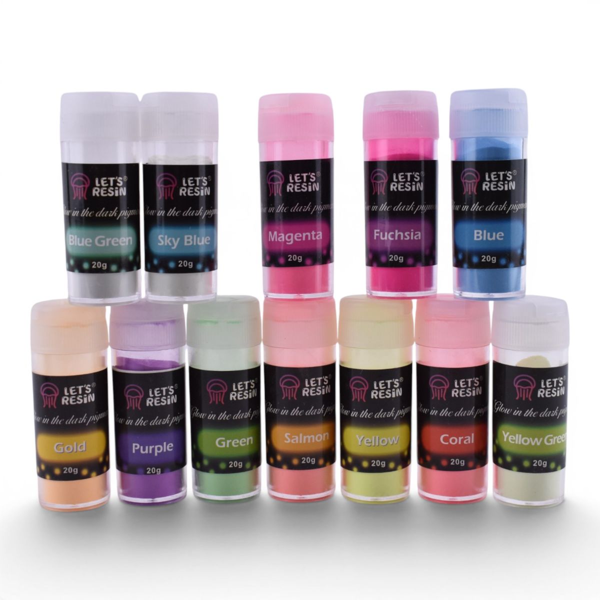 Glow In The Dark Pigment, 12 Colors