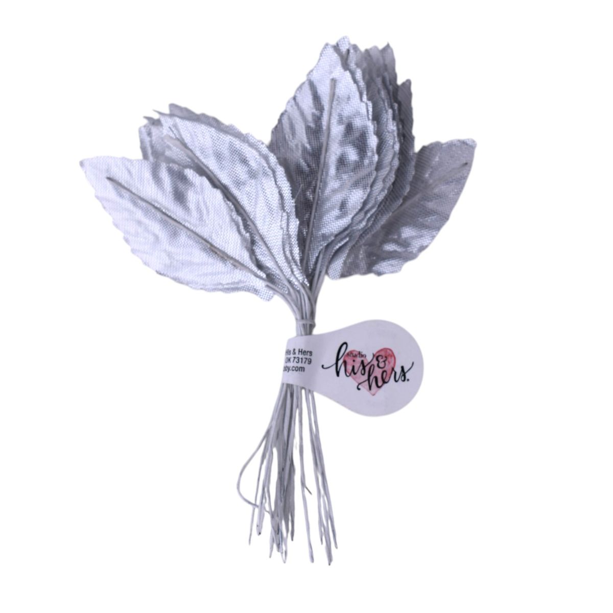 Silver Fabric Leaf Picks, Set of 25