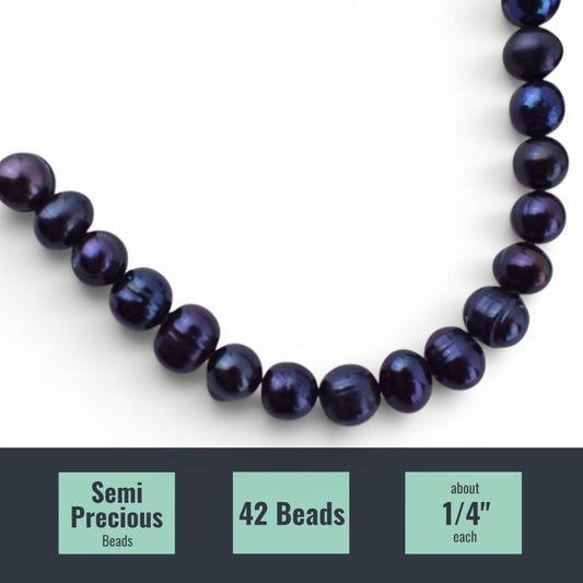 Dark Purple Round Beads, 12 Inch Strand
