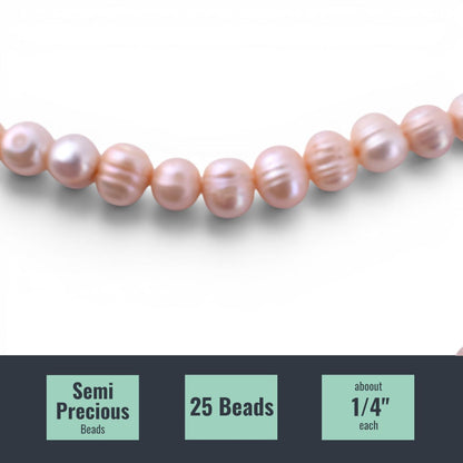 Semi Precious Pearl Beads, 10in Strand