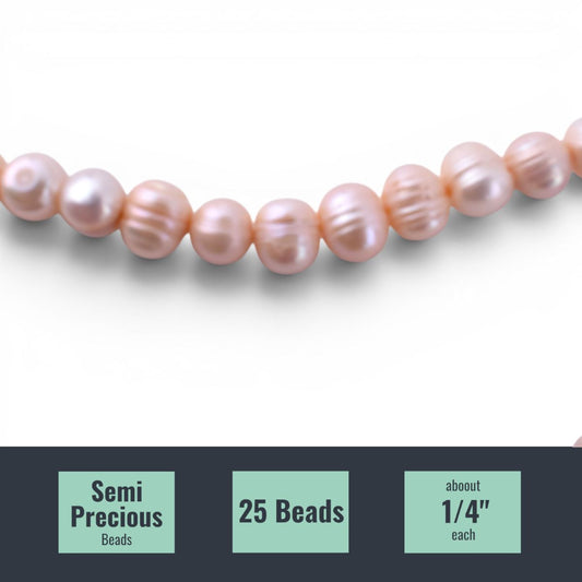 Semi Precious Pearl Beads, 10in Strand