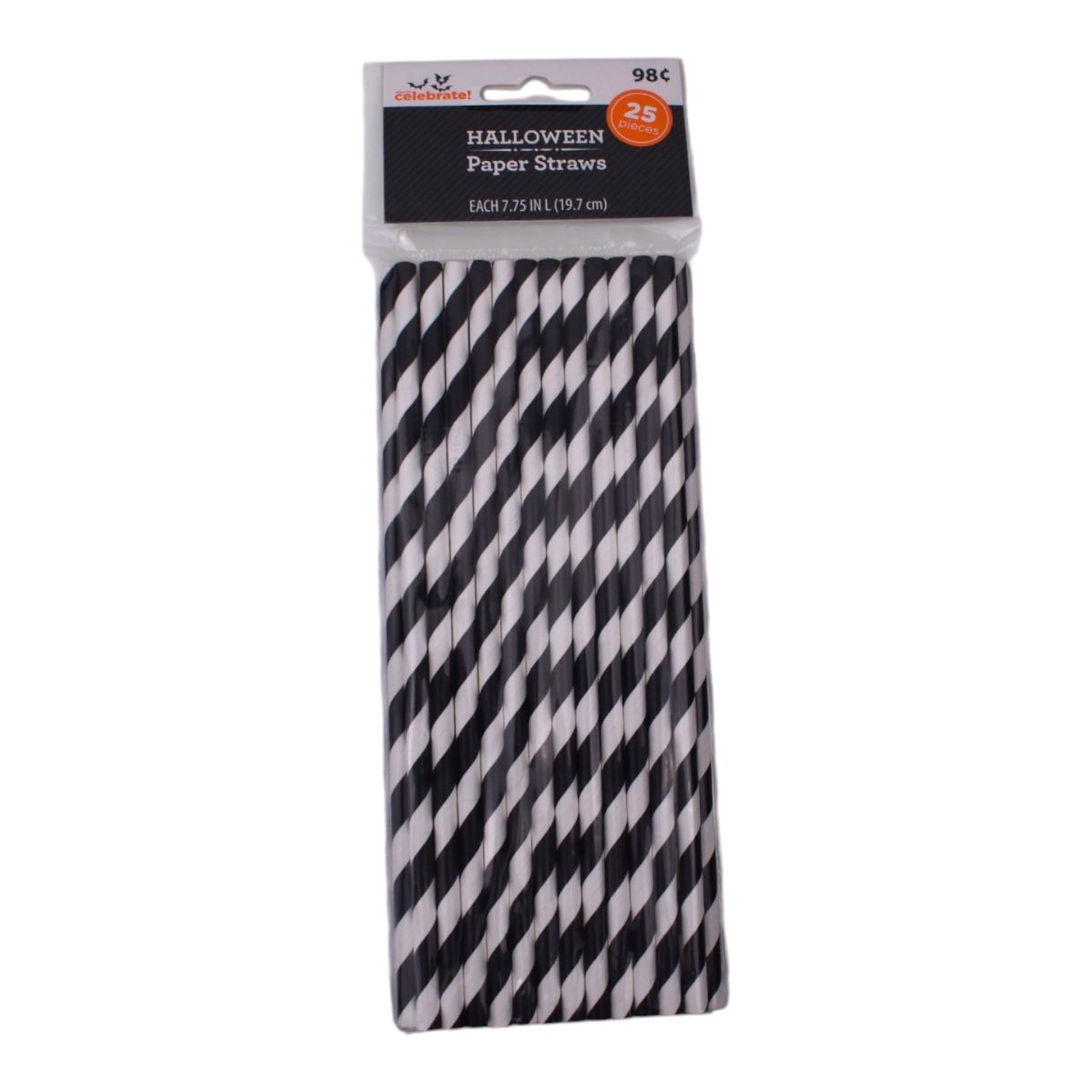 Halloween Paper Straws, Striped, 25 Count
