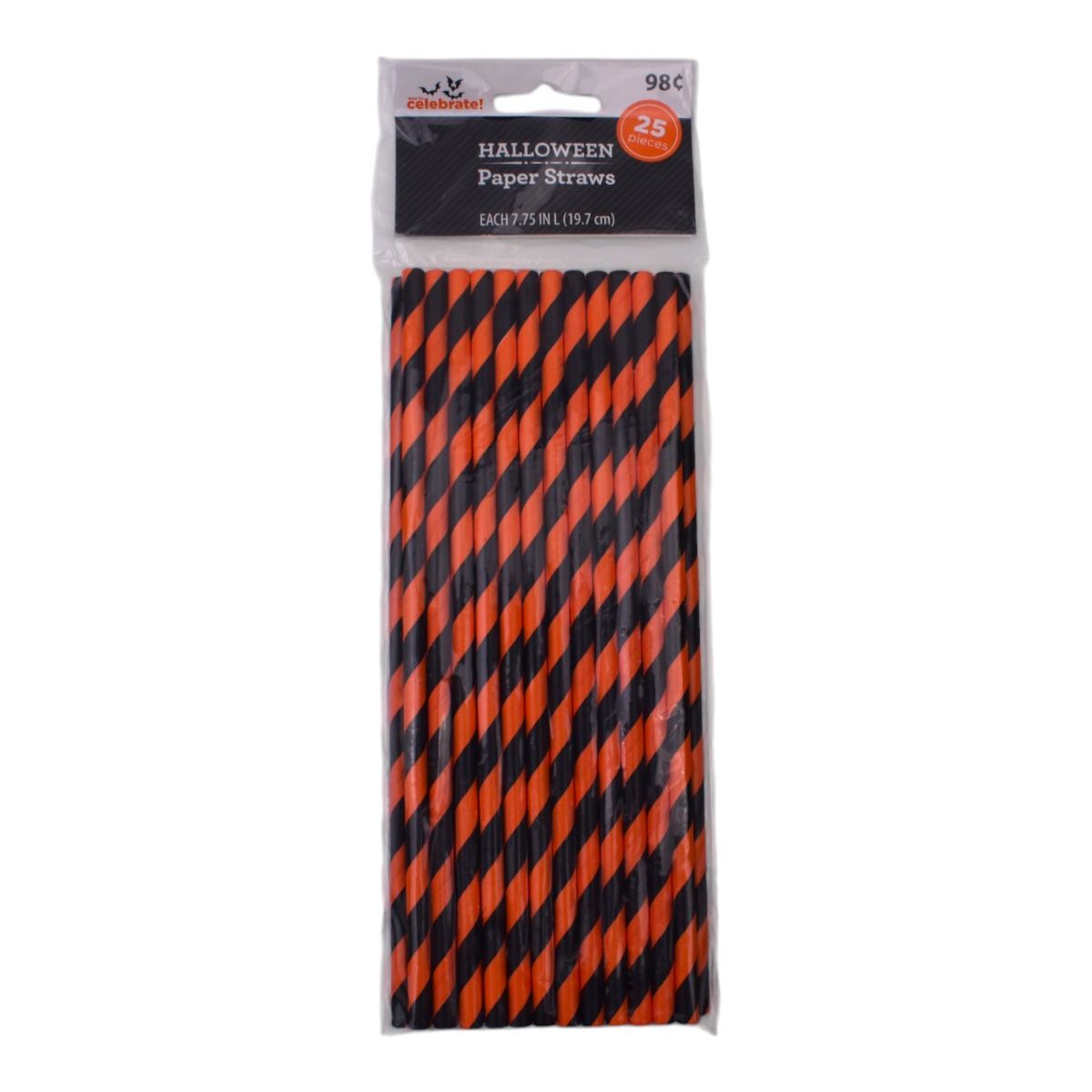 Halloween Paper Straws, Striped, 25 Count