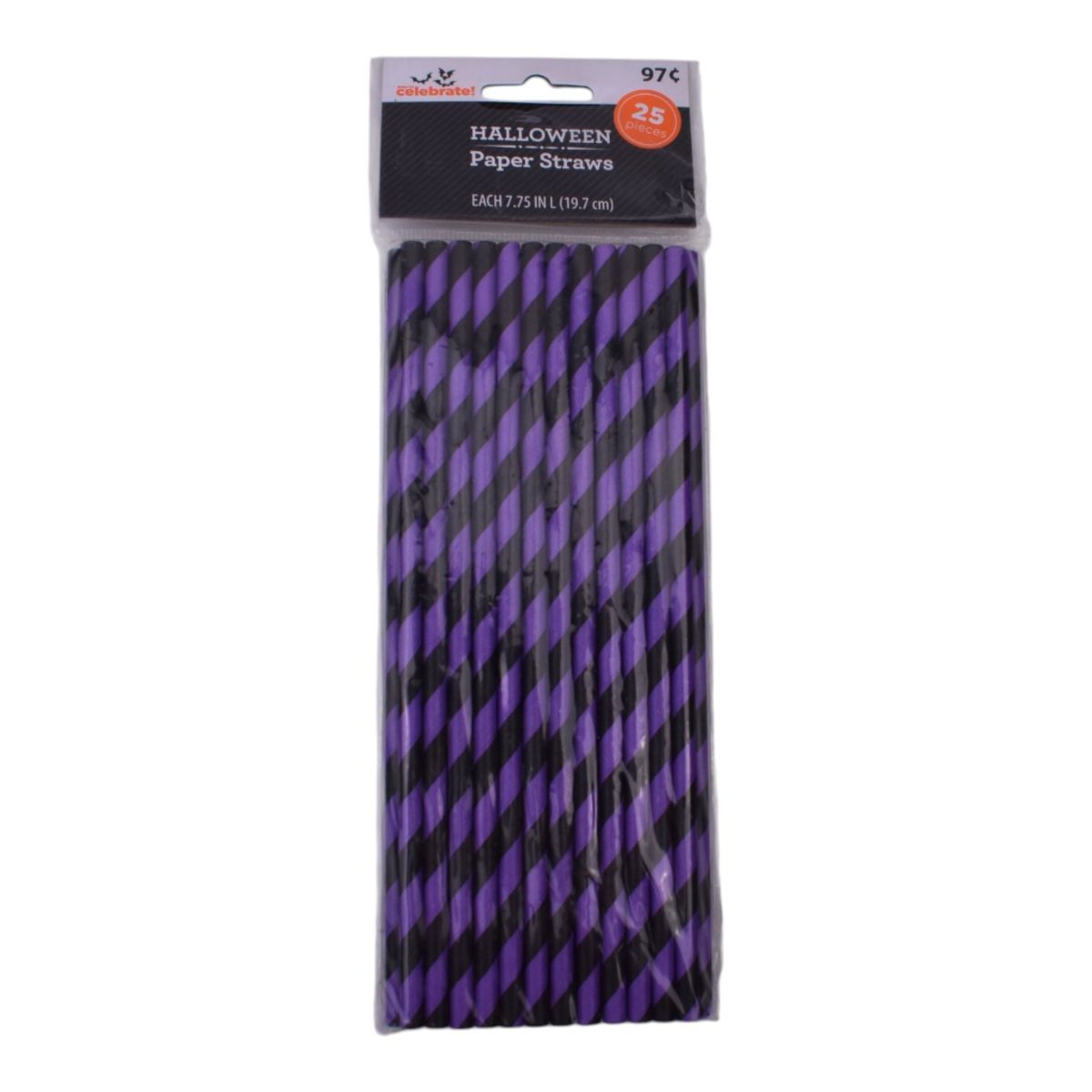 Halloween Paper Straws, Striped, 25 Count
