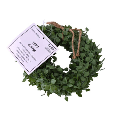 Mini Leaf Wired Ribbon Garland, 15FT