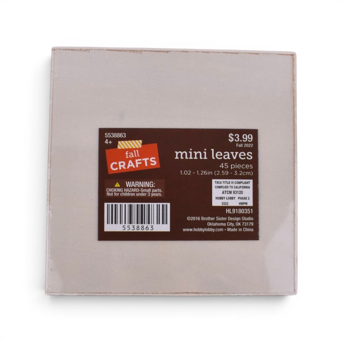 Mini Leaves Wooden Embellishments, 45 Pieces