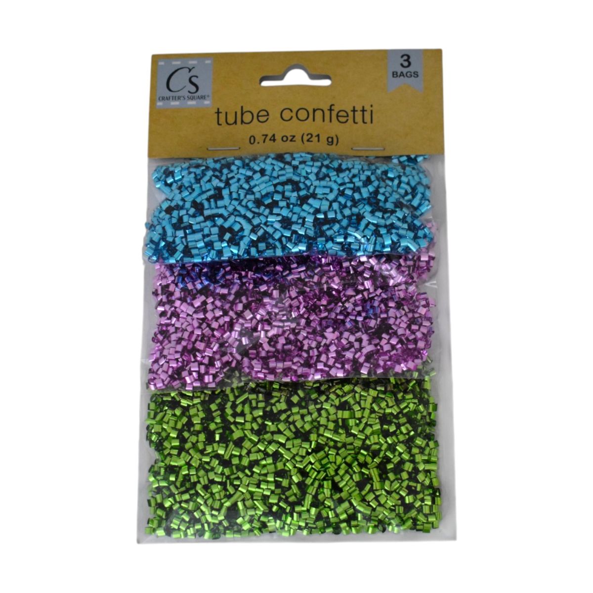 Tube Confetti, 3-Bag Set in Blue, Purple, and Green