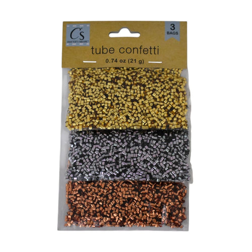 Tube Confetti, Gold Silver Bronze, 3 Bags