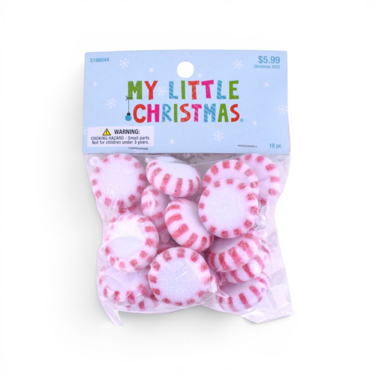 Glitter Peppermint Candy Ornaments, 18 Count
